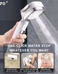 High Pressure Shower Head One-key Stop Water